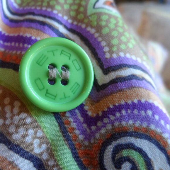 Etro Beige/Green Multi Color Paisley Print Skirt Suit Size IT 44- US 8 - Picture 6 of 16